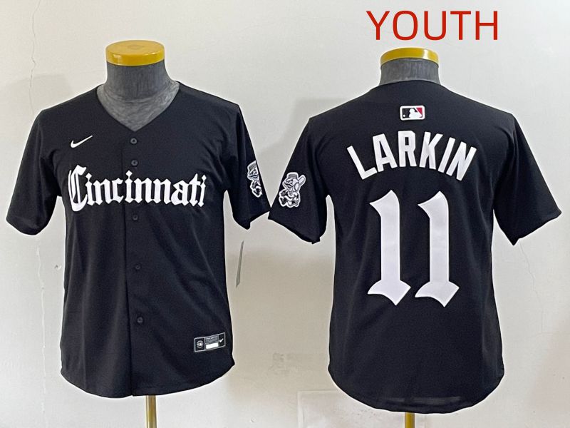 Youth 2025 Cincinnati Reds #11 Larkin Black Five generations Joint Name Nike MLB Jersey style 1->youth mlb jersey->Youth Jersey